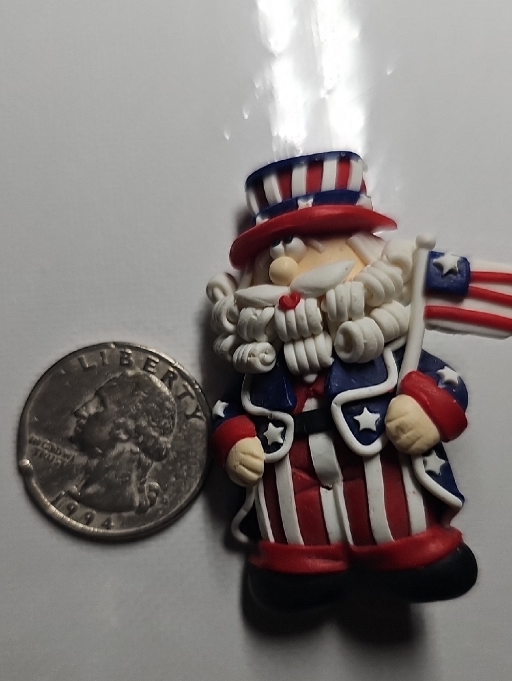 Patriotic Uncle Sam Figurine Pin - Red, White & Blue